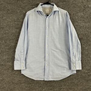 Brunello Cucinelli Shirt Men Small Button Up Blue Basic Fit Dressy Office Luxury